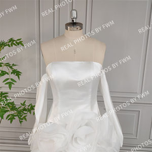 Foto reali di alta qualità con volant Organza <span class=keywords><strong>Mini</strong></span> abito <span class=keywords><strong>da</strong></span> <span class=keywords><strong>sposa</strong></span> per <span class=keywords><strong>sposa</strong></span> 2024 elegante raso corto fidanzamento dopo abito <span class=keywords><strong>da</strong></span> festa - Product Image 4