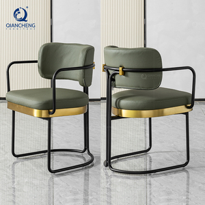 Fauteuils en métal personnalisés pour café, restaurant, salle à manger, avec assise en cuir ou en tissu et coussin - Product Image 2