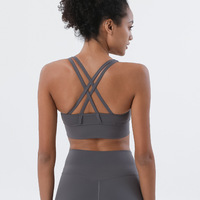 Dua Sisi Brushed Cross Kembali Indah Olahraga Pakaian Shockproof Mengumpulkan Yoga Bra Olahraga Kebugaran Rompi
