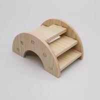 Maison pour hamster en bois à double étage, style dessin animé, avec balançoire, nid et balançoire à bascule, design ours en peluche, pour usage intérieur, jouets pour hamster, artisanat en bois DIY