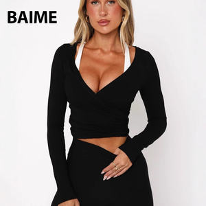 Abbigliamento <span class=keywords><strong>Sportivo</strong></span> ad Asciugatura Rapida, <span class=keywords><strong>Top</strong></span> Yoga a <span class=keywords><strong>Maniche</strong></span> <span class=keywords><strong>Lunghe</strong></span>, <span class=keywords><strong>Top</strong></span> <span class=keywords><strong>Sportivo</strong></span> con Scollo a V, <span class=keywords><strong>Top</strong></span> Aderente da Balletto - Product Image 3