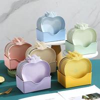 Ensemble d'assiettes écologiques en paille de blé en forme de pomme, compatibles micro-ondes, pour collations et fruits secs