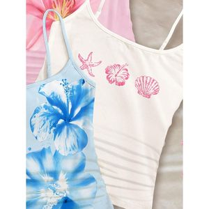 FOXA Women's Tank <b>Tops</b> 3 Pack Spaghetti Strap Floral Print Fitted Summer Camisole Breathable Polyester Knitted <b>Top</b> - Product Image 4
