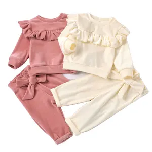 Kız eşofman giyim seti kış pamuk yenidoğan toddler kız giyim kazak pantolon 2 adet bebek pijama çocuk eşofman setleri