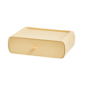 Desktop <b>Storage</b> <b>Box</b> With <b>Drawers</b> Frosty White Tender Yellow Rectangle Standing Type For Makeup Stationery Organizing - Product Image 5