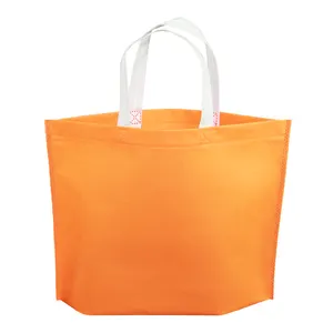 Customized tote reusable non woven wholesale price fabric shopping with logos custom logo all over print orange non woven bag