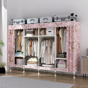 Gabinete de Tela con Estructura de Metal para Almacenamiento Doméstico Ropero Colgante para Baño Sala de Estar Armario para Apartamento - Product Image 4