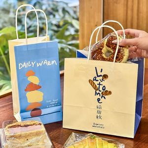 Bolsas de Papel Kraft Reciclables Ecológicas Personalizadas con Asa y Logotipo Impreso, Empaque para Llevar para Panadería y Alimentos - Product Image 1