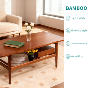 Tùy chỉnh Bàn cà phê tre trung tâm bảng với ngăn kéo và kệ lưu trữ - Product Image 5