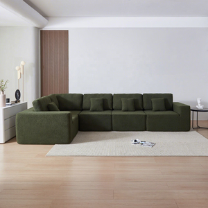 <span class=keywords><strong>Canapé</strong></span> sectionnel en velours côtelé terracotta en forme <span class=keywords><strong>de</strong></span> U, 6 places, <span class=keywords><strong>canapé</strong></span> lounge surdimensionné avec coussins décoratifs pour le salon - Product Image 6