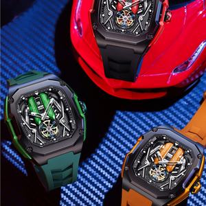 Montres pour hommes Engine Watches, montre squelette, étanche, verre minéral, mouvement japonais, montre-bracelet Supercar, tourbillon pour affaires - Product Image 5