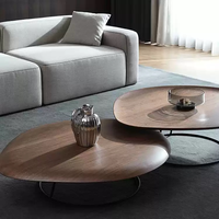 Table basse moderne Wabi-sabi en bois massif multicouche, style nordique artistique, pour salon, aucun assemblage requis