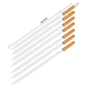 Brochetas de acero inoxidable con mango de madera para barbacoa, brochetas para asar al aire libre, brochetas para aperitivos, herramientas para barbacoa - Product Image 1