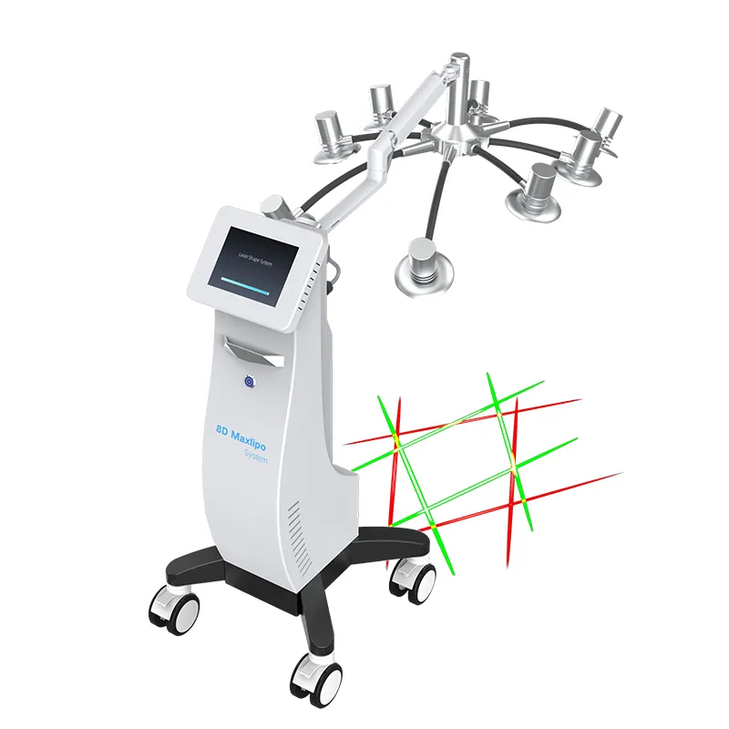 Mesin pelangsing laser, mesin pelangsing laser bentuk tubuh, lampu panjang gelombang 532nm 635nm sistem ramping Maxlipo laser ganda 8D