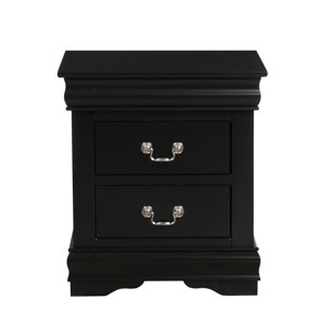 Comodino Classico Tradizionale Nero a 2 Cassetti, Mobile in Legno per Camera da Letto - Product Image 1