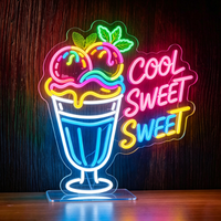 Enseigne néon LED personnalisée pour crème glacée, publicité pour entreprises, décoration de pâtisserie, signalétique de desserts, étanche, 3D, à intensité variable, à suspendre au mur