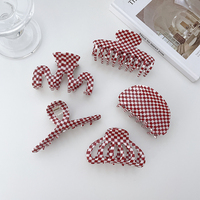 DOWELL Lot de mini pinces à cheveux à motif damier rouge pour la mode en gros