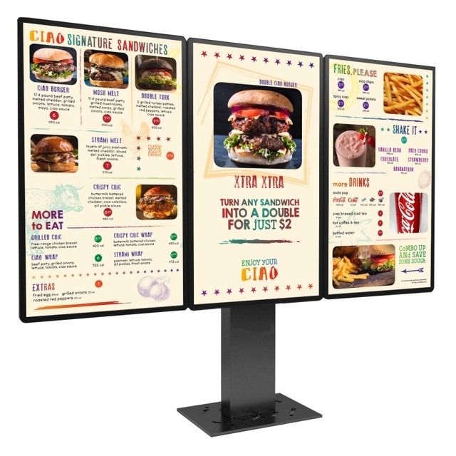 Outdoor Ip66 Waterproof Digital Menu Boards With Three Lcd Screen Electronic Signs Prices for Drive Thru Digital Menu Restaurant