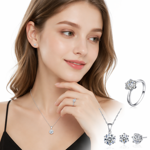 Elegant Fashion Non Tarnish Stainless Steel Engagement Rings <b>Earrings</b> <b>Necklaces</b> Moissanite <b>Bridal</b> Jewelry <b>Sets</b> for Women - Product Image 1