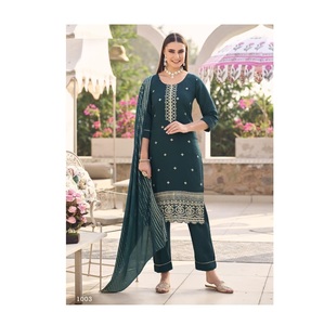 Nouvelle Collection de Vêtements Pakistanais 3 Pièces en Viscose de Soie Romaine Palazzo à Prix Exportation depuis l'Inde - Product Image 1