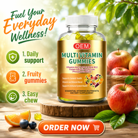 Gummies multivitaminées personnalisées OEM, nutrition équilibrée, complément alimentaire, 50 pièces, poids net 120g par bouteille