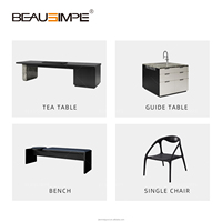 Table d'îlot de cuisine moderne et minimaliste, console à thé, bureau en marbre, acier inoxydable, finition placage bois de frêne fumé, personnalisable, haute qualité