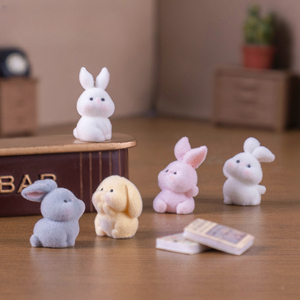 Micro paisaje personalizado flocado muñeca lindo conejito familia muñeca lindo grano ornamento - Product Image 5