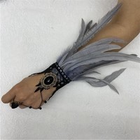 Manchettes de poignet en plumes orange pour costume de cosplay, bracelets décoratifs réglables pour fête à thème carnaval et danse