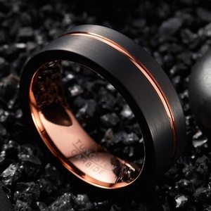 Trendy High Quality Custom Waterproof Jewelry Twist Low Moq <b>Men's</b> Wholesale Black and Gold <b>Tungsten</b> Carbide <b>Rings</b> for <b>Men</b> - Product Image 3