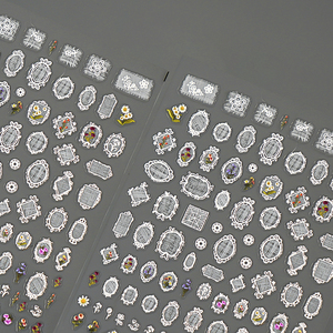 Leidankou en relieve lindo encaje francés uñas pegatinas 5D tridimensional hueco Retro novia boda flor uñas pegatinas - Product Image 4