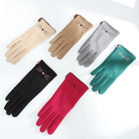 Gants d'hiver vintage pour femmes, couleur unie, doigts sensibles au toucher, thermiques, légers, pour le shopping et la marche