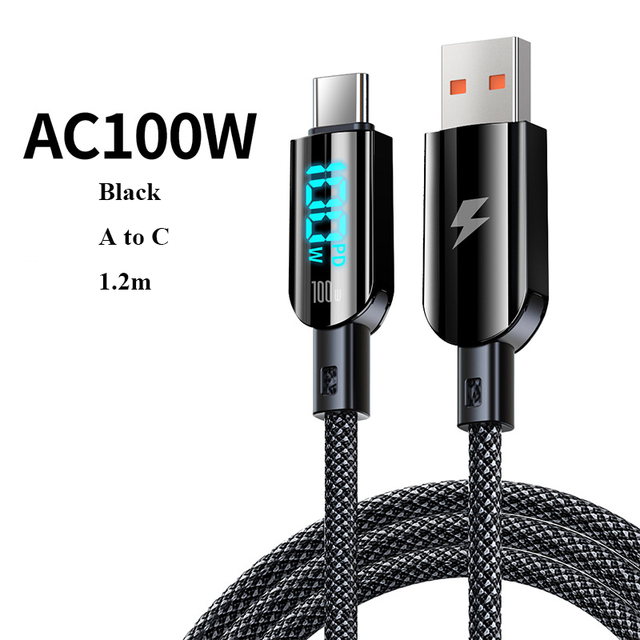 Hot Sales 1.2M PD 100W/60W Intelligent Digital Display Data Cable Type c Cable Fast Charging for Type c Phones