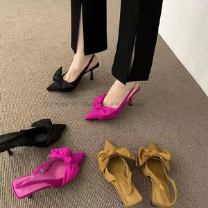 Summer Elegant Exy Women's Pointed Toe Bows Plus Size High <b>Heels</b> Stiletto Flats - Product Image 2