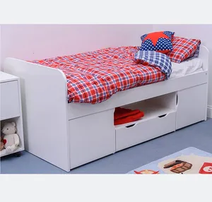 Funny Toddler Semi Single Bed With Storage Cube Cabinet And Desk For Kids Bedroom