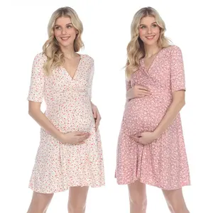 مخصص الأمومة الملابس فستان كاجوال الحوامل اللباس ملابس حمل مع التمريض الوصول