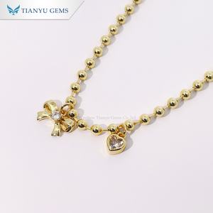 Pulsera de Moda Tianyu Gems con Circonitas, Cobre Dorado, Lazo y Dijes de Corazón, Estilo Dulce, Joyería de Moda para Mujer - Product Image 3