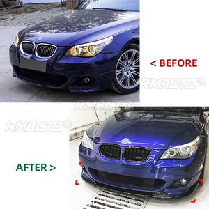 ลิ้นกันชนหน้าสำหรับรถบีเอ็มดับเบิลยู E60 ซีรีส์ 5 ปี 2004-2010 รุ่น M Sport พร้อมดิฟฟิวเซอร์ สปอยเลอร์ แต่งคาร์บอนไฟเบอร์ ลุคเงาสีดำ - Product Image 5