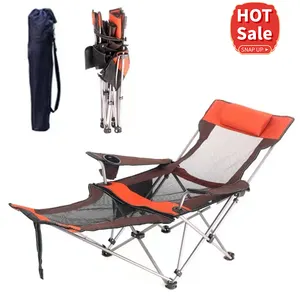 net Portable Folding Camping Chair with Carrying Bag Wholesale Outdoor Beach Lounge Adjustable Zero Gravity Recliner