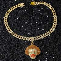 Chaîne cubaine en alliage de zinc avec pendentif clown collier joker charme collier hiphop rappeur bijoux