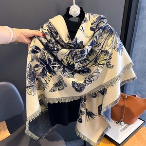 Écharpes en cachemire à motif de tournesol de style rétro, écharpes chaudes d'hiver, cape épaisse, poncho pour femmes, châle en pashmina double face, étoles surdimensionnées - Product Image 3