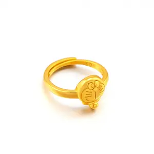 Cincin Wanita seperti anak, cincin Vietnam placker emas Pokonyan kuningan emas berlapis DORAEMON Tiktok Xiaohongshu gaya sama cincin wanita