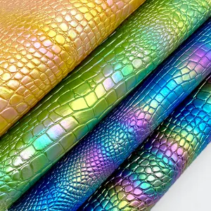 Colorful Crocodile skin Embossed Bronzing Vinyl Synthetic Leather Fabric for Shoes/Bags/DIY Accessories Making