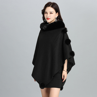 Vente en gros 2024 dernières dames fausse fourrure pull Cape haute qualité hiver chaud plaine femmes fourrure Poncho