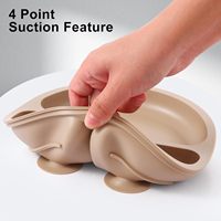 Assiette à ventouse en silicone pour bébé, 3 sections divisées, assiette d'alimentation antidérapante pour tout-petits avec base à forte ventouse, sans BPA, passe au lave-vaisselle