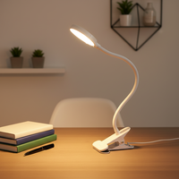 Lampe de lecture LED portable USB à pince flexible pour hôtel, chevet, bureau, avec variateur d'intensité, design minimaliste en métal