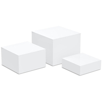 Présentoir rectangulaire transparent personnalisé en acrylique blanc pour table de restauration en forme de cube pour la présentation des aliments
