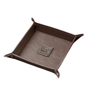 Leather Storage Tray <b>Square</b> <b>Key</b> Organizer Desktop Ornament Holder - Product Image 5