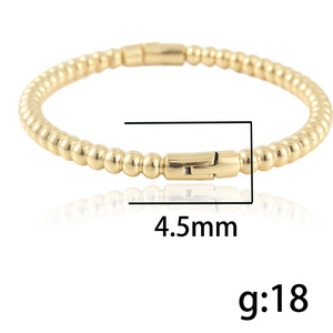 Women's Round Bead Titanium Steel <b>Bracelet</b> Steel Gold Color Gift Jewelry 13015 - Product Image 3