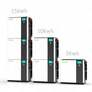 Stackable Power Wall 48V 51.2V 100AH 200AH 300AH 5KWH 10KWH 15KWH LiFePO4 Baterai untuk Penggunaan Penyimpanan Energi Rumah Tenaga Surya