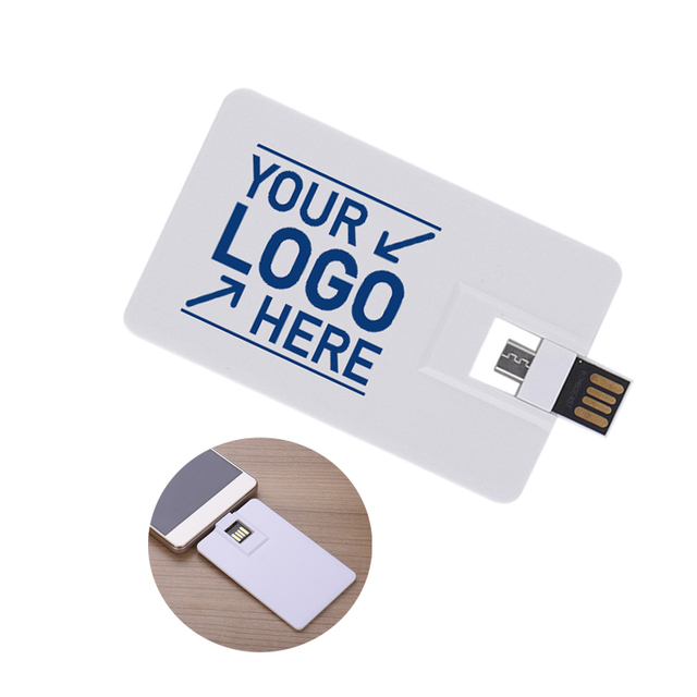 Custom Logo Plastic 2 in 1 Card USB Flash Drive 3.0 128GB 64G USB C 8GB 16G 2.0 Zip Drive 32GB Type C Pen Drive Promotional Gift